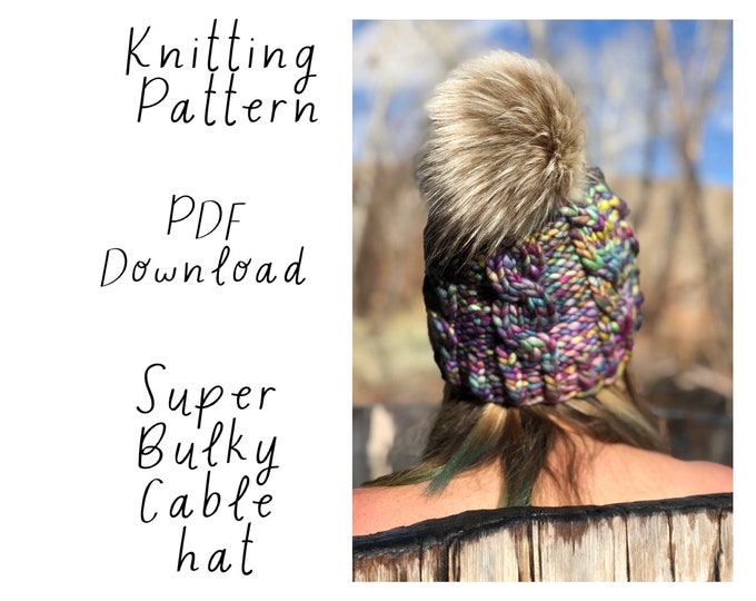 Hat Knitting Pattern, Super Bulky Cable Hat, Malabrigo Rasta Hat Pattern, Easy Knitting Pattern, PDF download