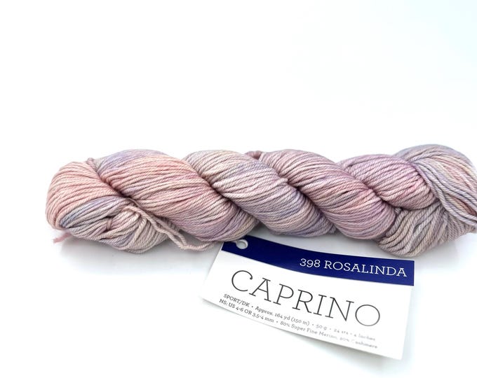 Malabrigo Caprino Yarn, Merino Cashmere Sport DK, Hand Dyed Pink Purple, 50g 164 yds