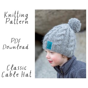 Hat Knitting Pattern, Classic Cable Hat, bulky yarn knitting pattern, hat knitting pattern, PDF Download