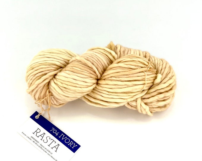 Malabrigo Rasta Yarn, Super Bulky, 100% Merino Wool, Ivory, cream merino yarn