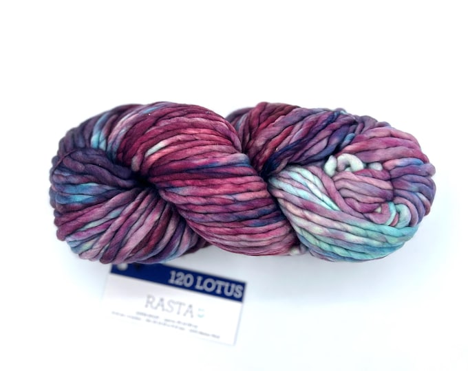 Malabrigo Rasta Super Bulky Merino Wool Yarn, Lotus 120, Purple Blend