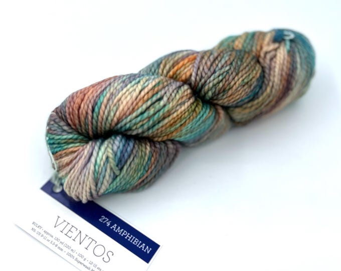 New!! Malabrigo Vientos Yarn, Amphibian, 274, Bulky, 100% Superwash Merino Wool.