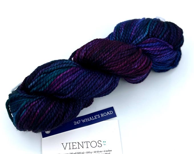 New!! Malabrigo Vientos Yarn, Whale’s Road, 247, Bulky, 100% Superwash Merino Wool.