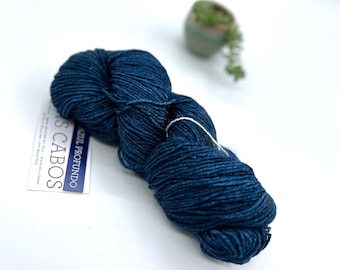 Malabrigo Seis Cabos yarn, Light Worsted weight, 100% Superfine Merino Wool, Azul Profundo