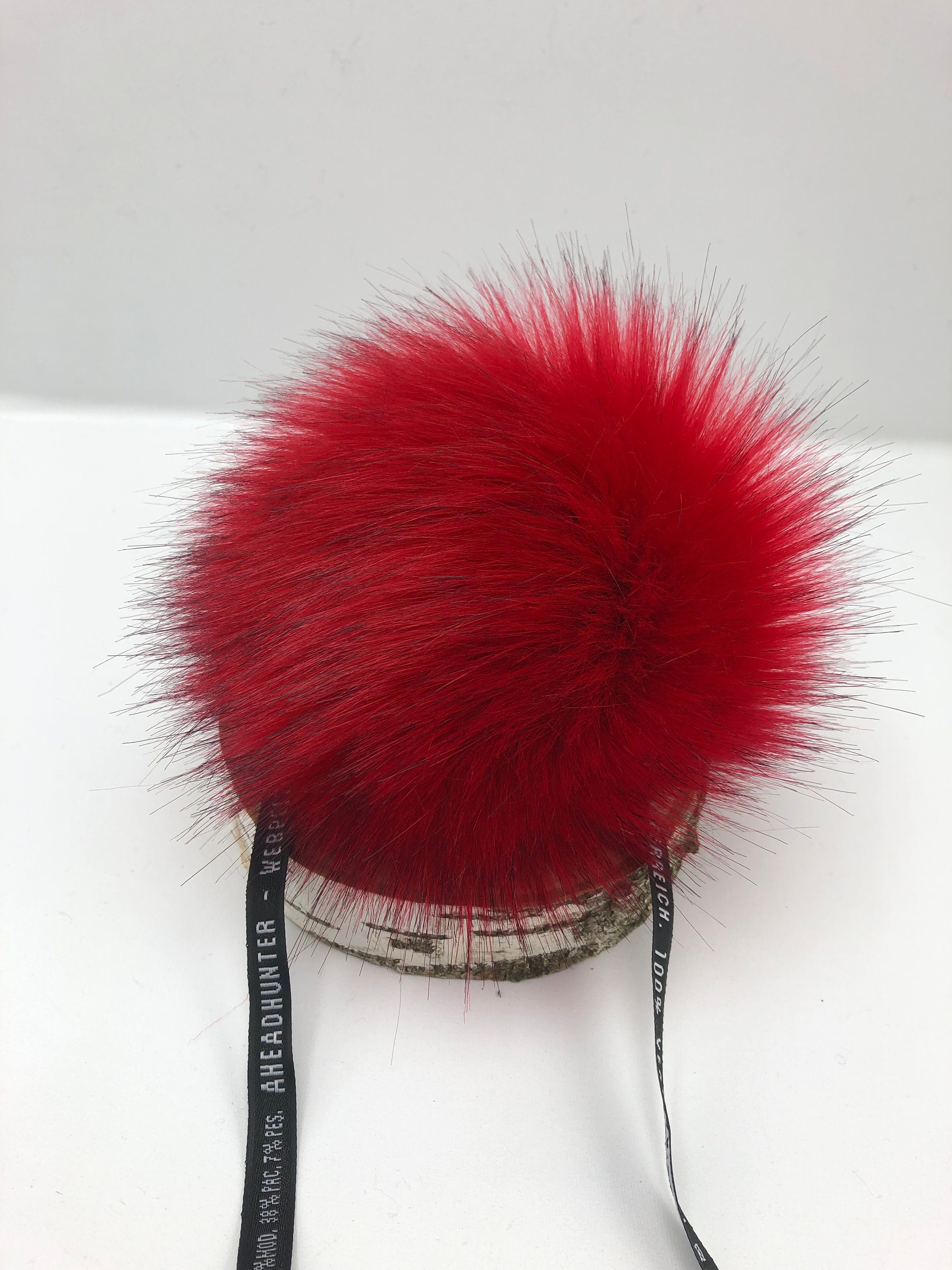 Red Fox Faux fur poms, Handmade poms, Pom poms for hats, Faux Fur