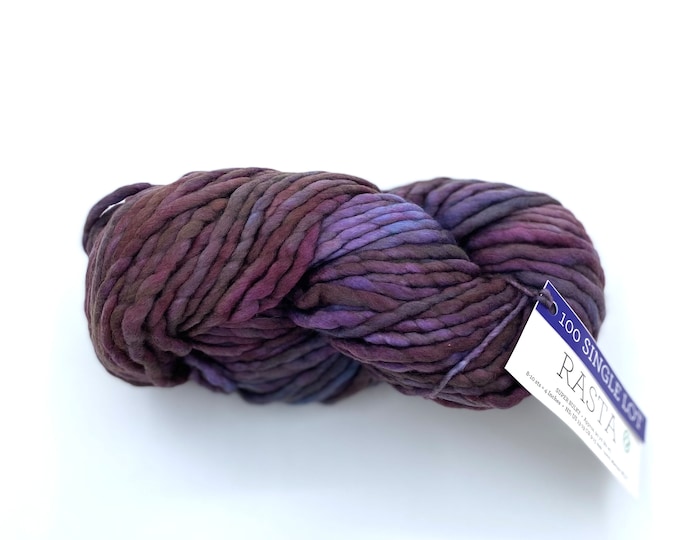 Malabrigo Rasta Yarn + Knitting Pattern, Super Bulky, 100% Merino Wool, Single lot, Purple Merino Wool