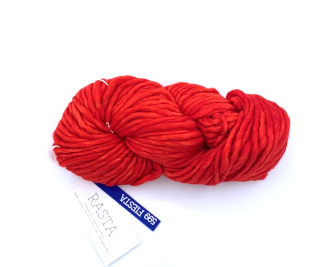 Malabrigo Rasta Yarn + Knitting Pattern, Super Bulky, 100% Merino Wool, Fiesta 599, Orange Merino Wool