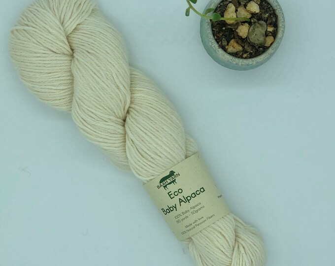 Baah Yarn Eco Baby Alpaca,  Sport weight, 100% Baby Alpaca, La Perla, Undyed yarn