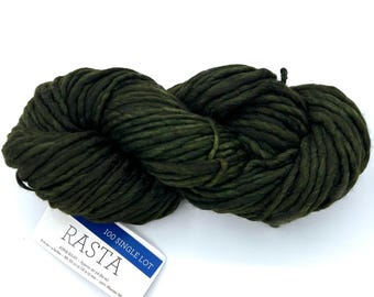 Malabrigo Rasta Yarn, Super Bulky, 100% Merino Wool, single lot, army green