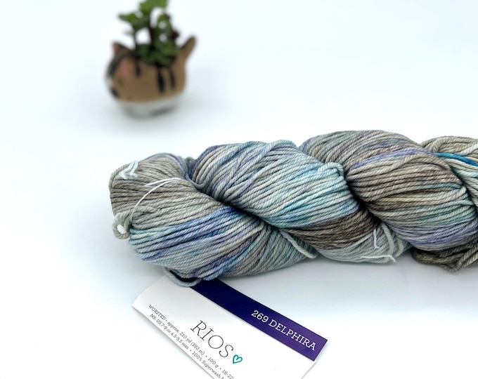 New Color, Rosalinda’s Friends collection!!  Malabrigo Rios Yarn + Hat Knitting Pattern, Delphira, 269, Worsted, 100% Superwash Merino Wool