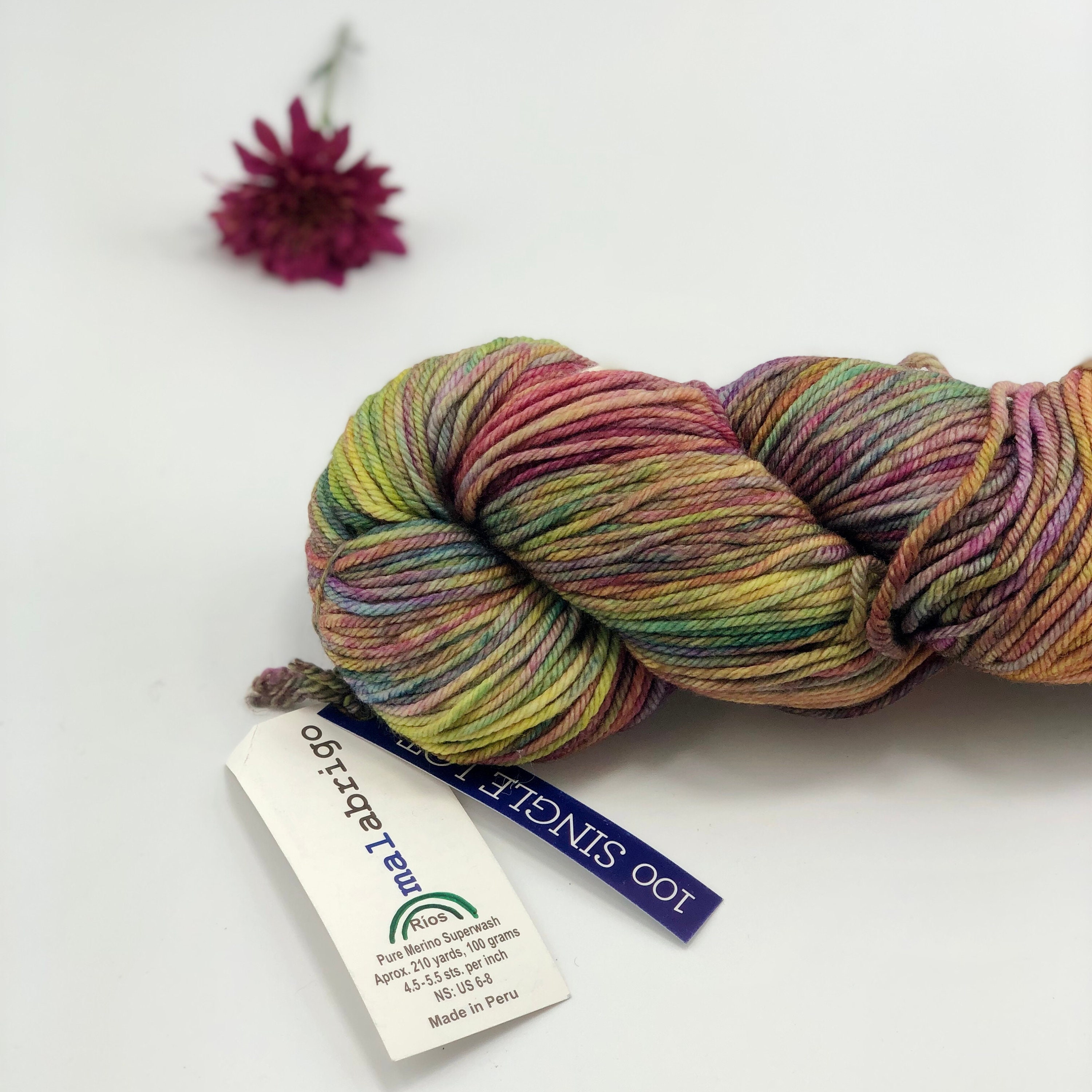 Malabrigo Rios Yarn Hat Knitting Pattern, Worsted weight, 100 Merino