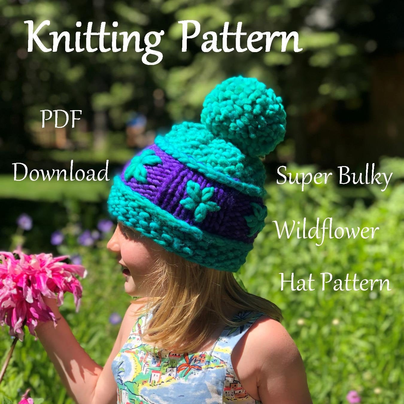 Hat Knitting Pattern - Super Bulky Wildflower Hat - Malabrigo Rasta Hat ...