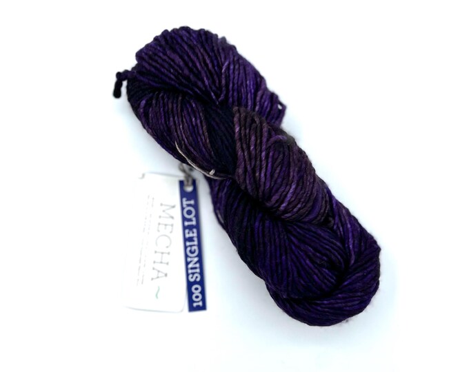 Malabrigo Mecha Yarn, Bulky weight yarn, 100% Merino Wool, Single Lot, purple with brown
