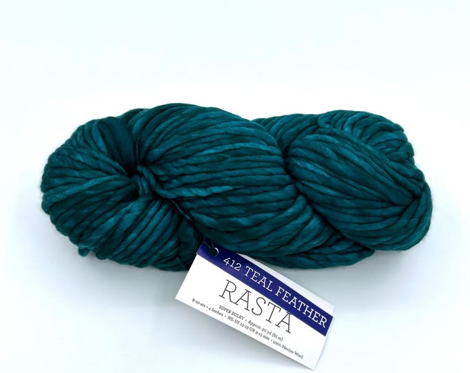 Malabrigo Rasta Yarn,  Super Bulky Merino Wool, Teal Feather 412, Merino Wool