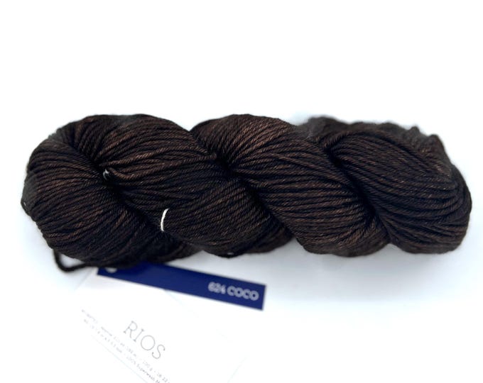 Malabrigo Rios Yarn Coco 624, Worsted weight, 100% Superwash Merino Wool, brown