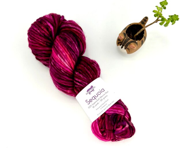 Baah Yarn Sequoia,  Super Bulky, 100%  Merino Wool, Single Ply, Charged up cherry, Superwash