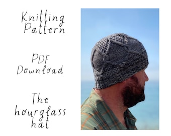 Knitting Pattern, Hat Pattern, cable and seed stitch hat pattern, Worsted weight hat pattern, PDF download