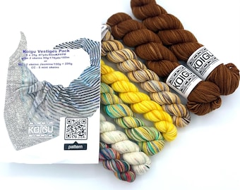 Vestiges Shawl Yarn Pack, Chamomile colorway, Koigu KPM and KPPPM yarn, fingering weight, 100% Merino Wool