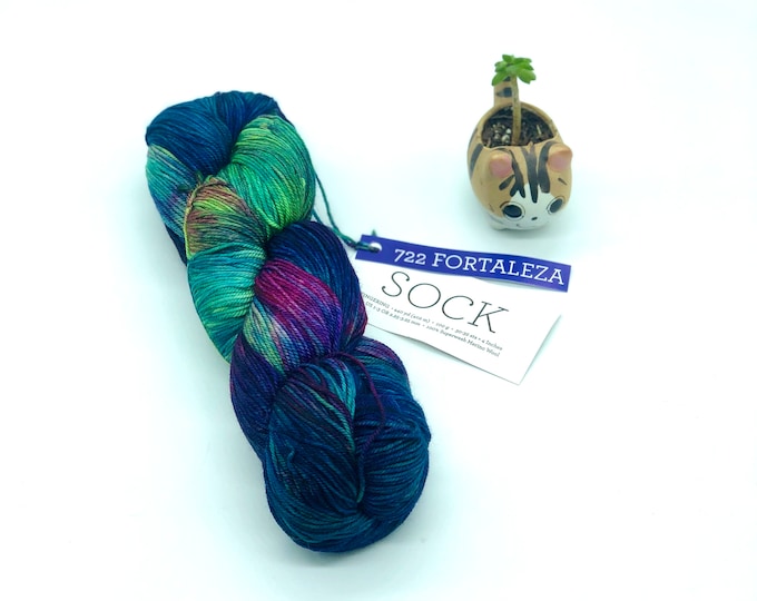 Malabrigo sock, fortaleza, 100% Merino Superwash, fingering weight yarn, 440 Yards per skein