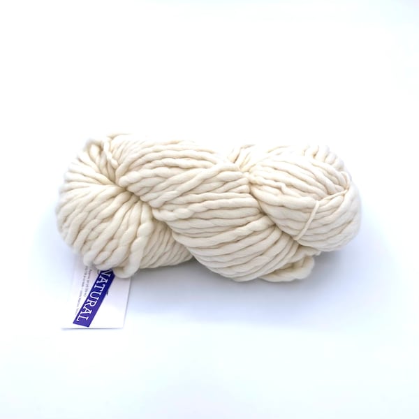 Malabrigo Rasta Yarn, Super Bulky, 100% Merino Wool, Natural, RAS063, white merino yarn, cream merino yarn