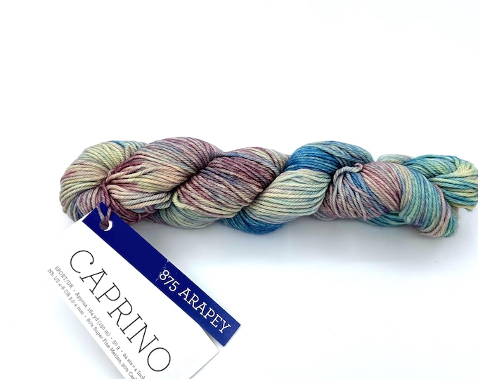 Malabrigo Caprino Yarn, Merino Cashmere Sport DK, Hand Dyed Pastel Multicolor, 50g 164 yds