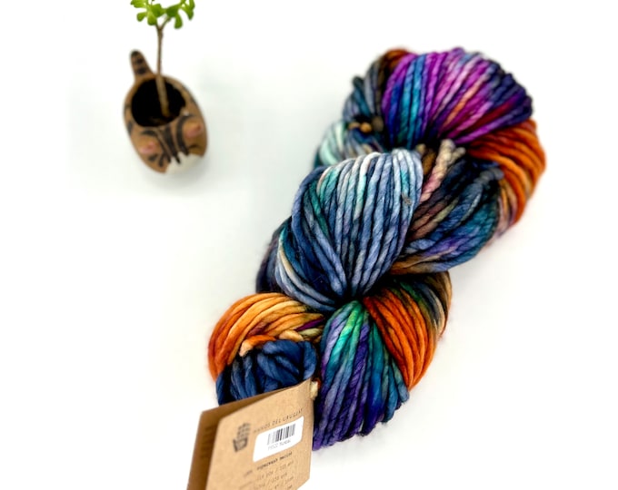 Franca Yarn by Manos del Uruguay, Light Super Bulky, 100% Superwash Merino Wool, Mumbai, Orange, Purple, Teal, Blue Merino Yarn