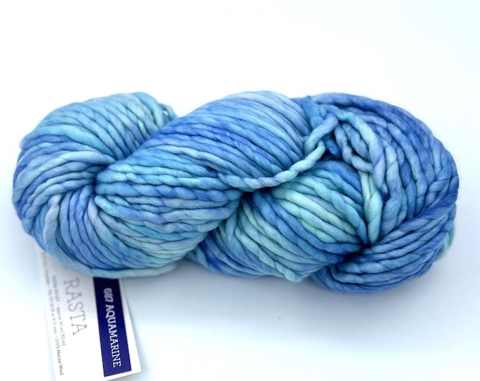 Malabrigo Rasta Yarn Aquamarine - Super Bulky Merino Wool for Hats Cowls Scarves Blankets and Sweaters