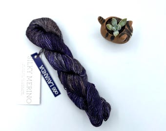 Malabrigo Silky Merino, hilo de grosor Dk, lavanda, mezcla de seda merino púrpura/marrón