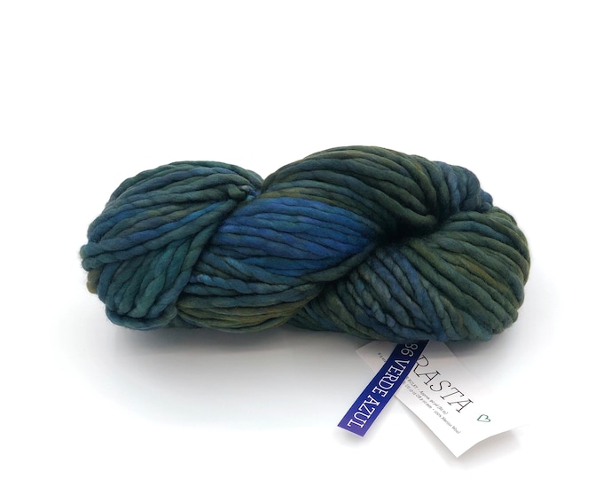 Malabrigo Rasta Yarn + Bonus Knitting Pattern,  Super Bulky Merino Wool, 086 Verde Azule, Merino Wool