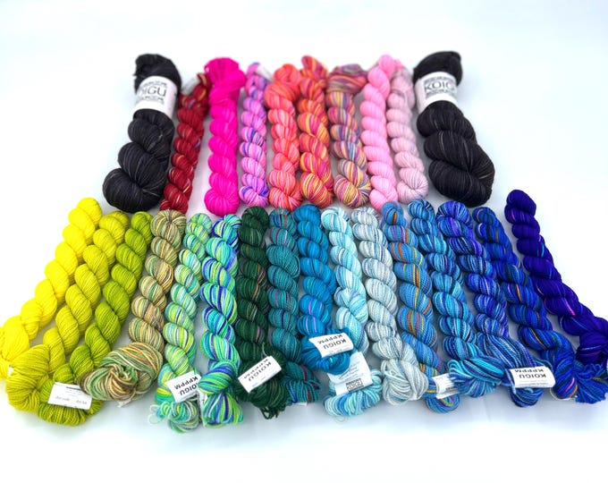 Neon sunshine wrap kit, Ambah O’Brien Solstice KAL 2025, Large wrap, Sunshine Dreams colorway, fingering weight yarn, 100% Merino Wool