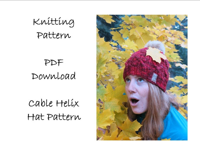 Knitting Pattern - Cable Hat -  Aran yarn knitting pattern