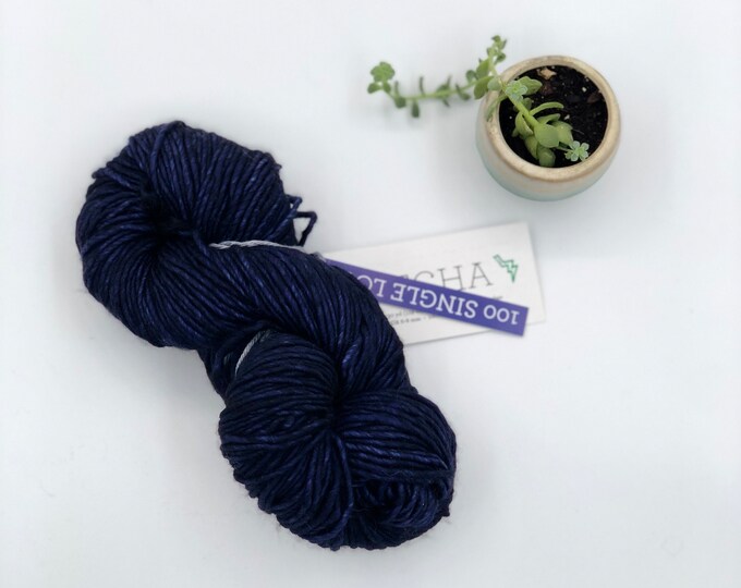 Malabrigo Mecha Yarn, Bulky, 100% Merino Wool, Single Lot, dark blue