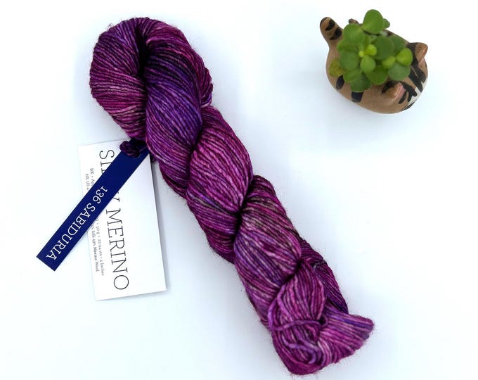 Malabrigo Silky Merino, Dk weight yarn, sabiduria , Purple/brown merino silk blend