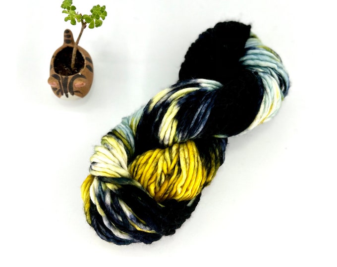 Franca Yarn by Manos del Uruguay, Super Bulky, 100% Superwash Merino Wool, Outer Space, Black, yellow, white, light blue Merino Yarn