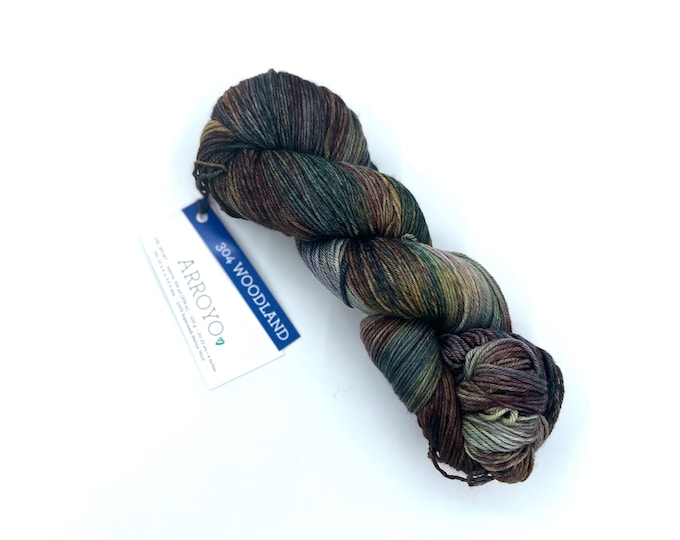 Malabrigo Arroyo Yarn, 100% Superwash Merino Wool, New Color 304 Woodland Colorway, Sport weight yarn for knitting and crochet