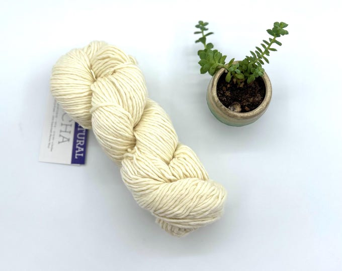 Malabrigo Mecha Yarn in Natural, Bulky Weight, 100% Merino Wool