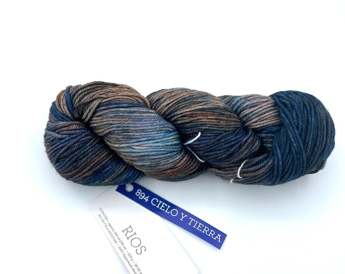 Malabrigo Rios Yarn, Worsted, 100% Merino Wool, 894 cielo y Tierra
