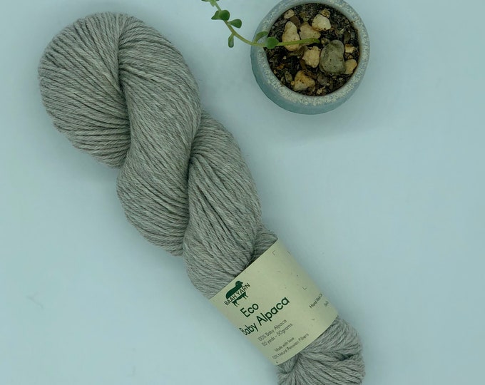 Baah Yarn Eco Baby Alpaca,  Sport weight, 100% Baby Alpaca, Serene Slate, Undyed yarn