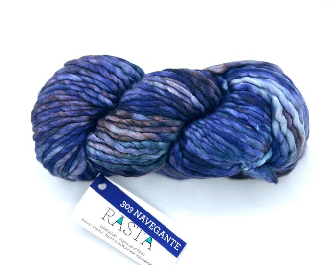 Malabrigo Rasta Yarn Navegante - Super Bulky Hand Dyed Merino Wool for chunky beanies, cowls, blankets and sweaters
