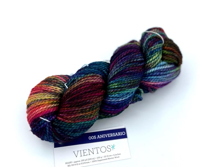 New!! Malabrigo Vientos Yarn, 005, Aniversario, Bulky, 100% Superwash Merino Wool.