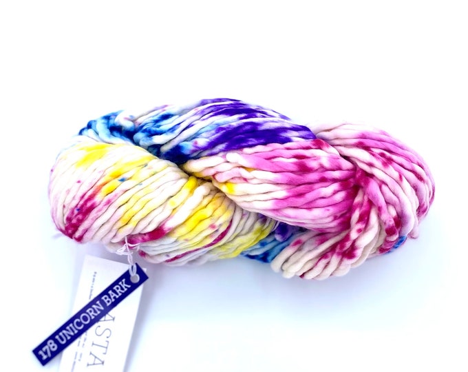 Malabrigo Rasta Yarn + Knitting Pattern, Super Bulky, 100%  Merino Wool, Unicorn Bark 178