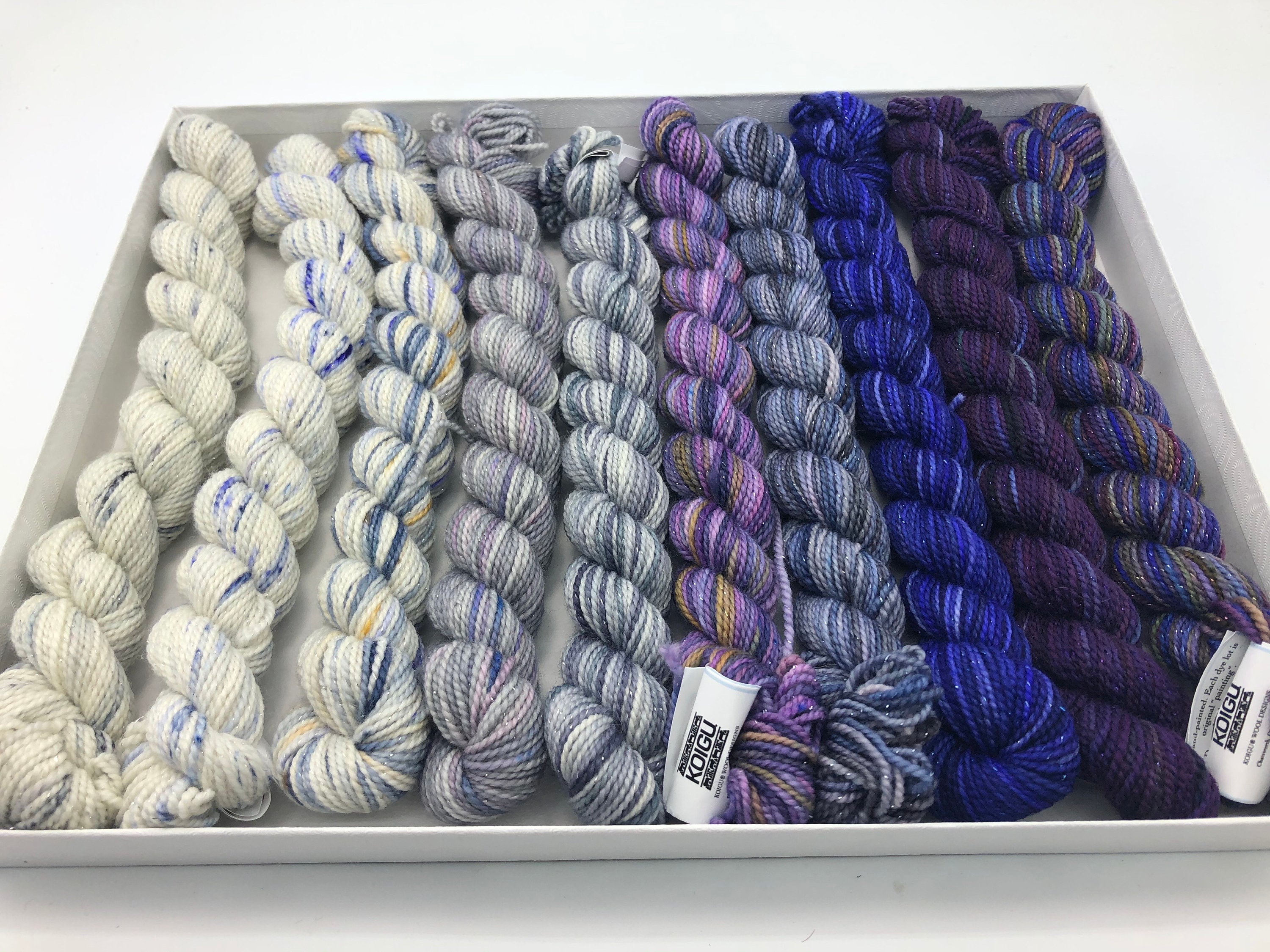 Koigu KPPPM Pencil Box, Snow Queen, Koigu Sparkle, Fingering weight