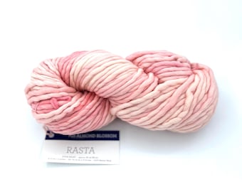 Malabrigo Rasta Yarn Almond Blossom - Pink Super Bulky Merino Wool for Hats, Cowls, Scarves, Sweaters and Blankets