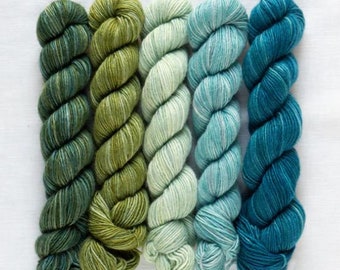 Fino mini skein kit, Flora, merino and silk