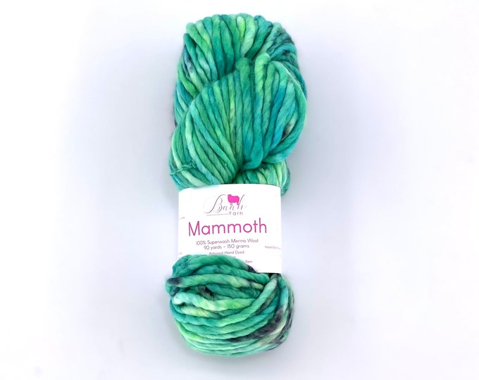 Mammoth Baah Yarn, Super Bulky, 100%  Merino Wool, Single Ply, Hide and Sea k, Superwash