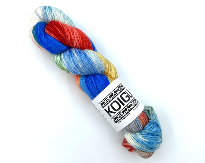 Koigu Winnie Yarn Variegated Sport Weight Yarn,  Extra-fine Merino Wool for Shawls, Blankets and Baby, W176 Blue Orange Yellow
