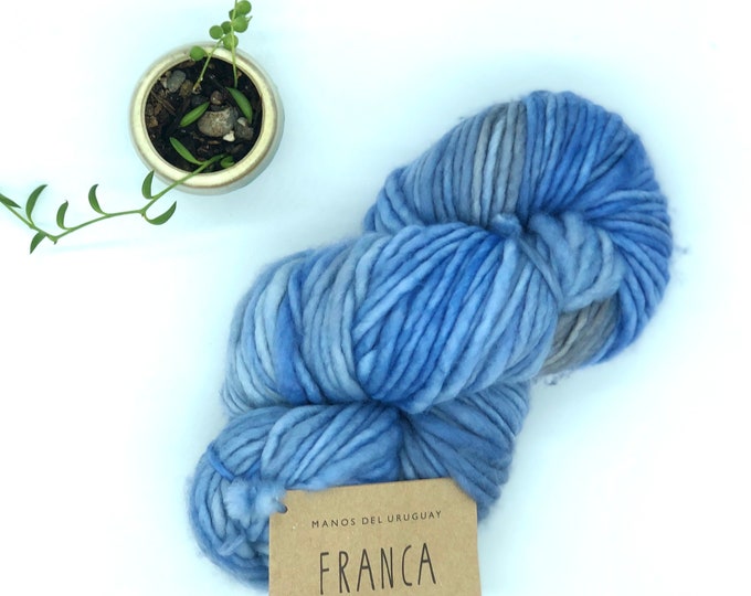 Franca Yarn by Manos del Uruguay, Light Super Bulky, 100% Superwash Merino Wool, Mykonos,  light blue Merino Yarn
