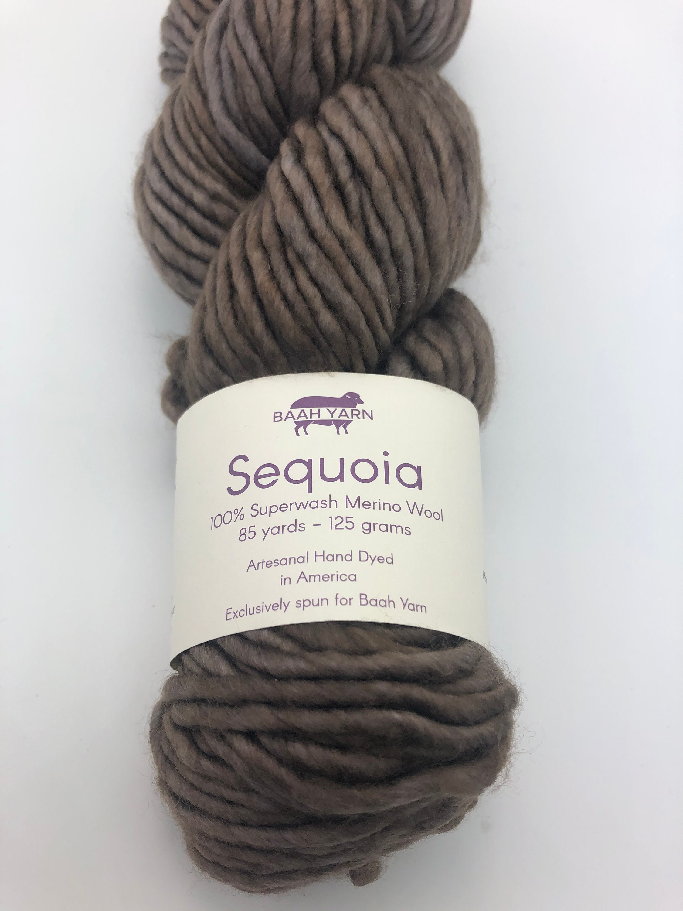 Baah Yarn Sequoia, Super Bulky, 100 Merino Wool, Single Ply,Pecan
