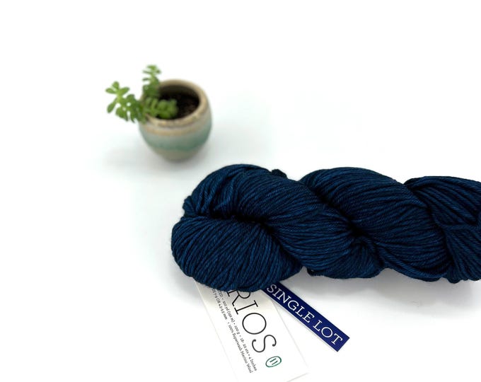 Malabrigo Rios Yarn + Hat Knitting Pattern, Worsted, 100% Merino Wool, single lot, navy blue
