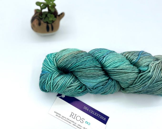 New Color!!! Malabrigo Rios Yarn, Celestina, 264, Worsted, 100% Superwash Merino Wool
